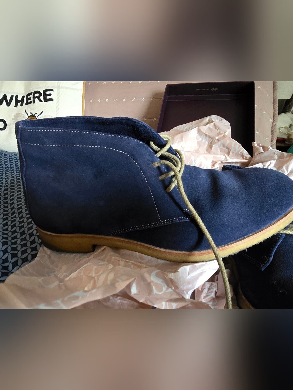 Johnston & Murphy Navy Suede Chukka Boots